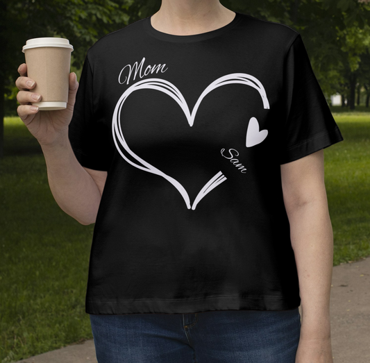 Personalized Heart T Shirt | Mothers Day Gifts